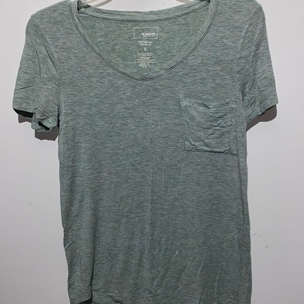 Sonoma Women's Light Green Stretch Short Sleeve The Everyday Lounge Tee Small